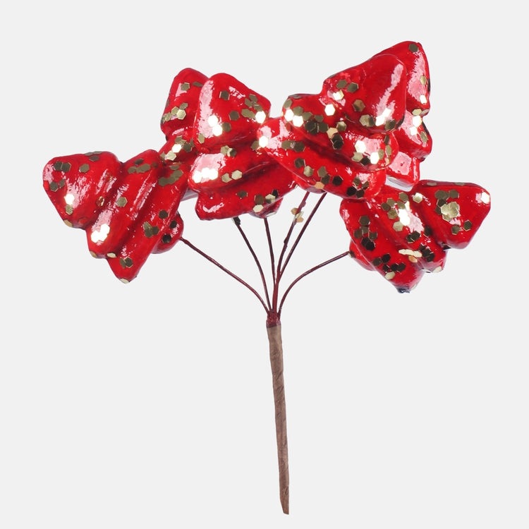 Punainen joulukuusi koristeoksa 13 cm - Tekokukat