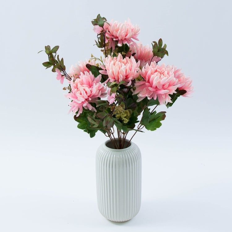 Roosa krüsanteemiga kunstlillekimp 50 cm - Kunstlilled