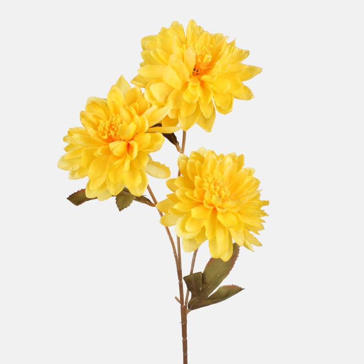Keltainen daalia tekokukka 3 kpl 64 cm - Tekokukat