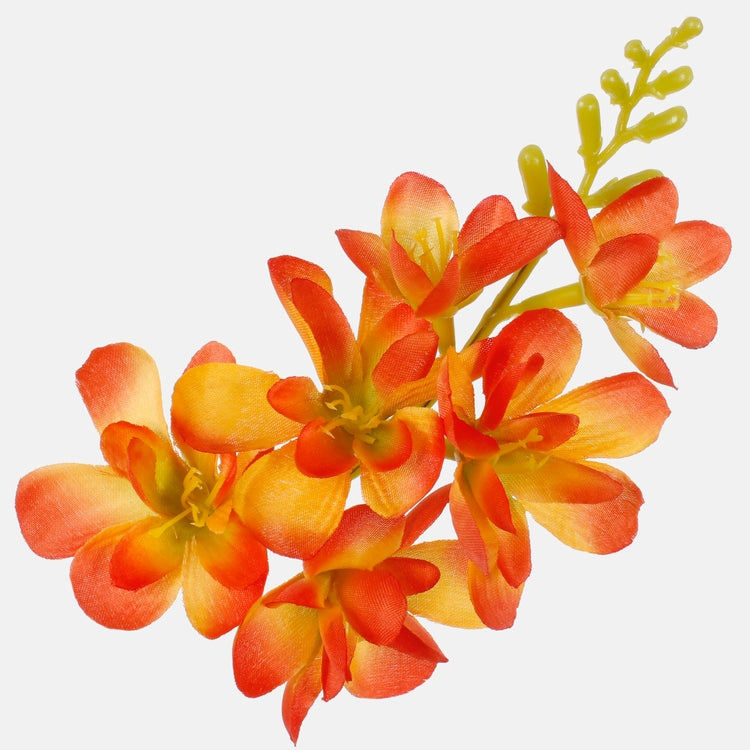 Oranssi satiinifreesia tekokukan pää 20 cm - Tekokukat