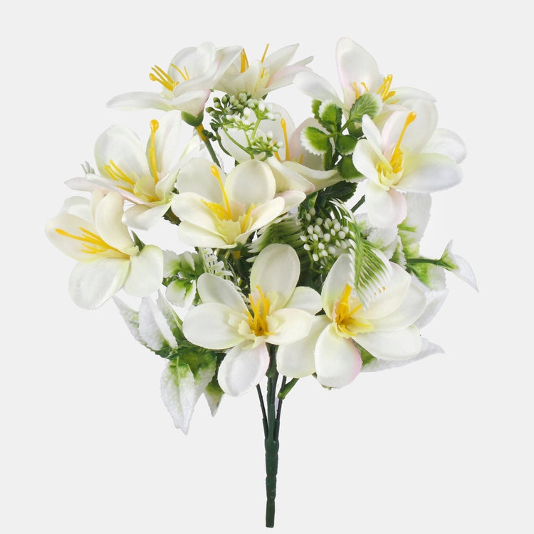 Freesia tekokukkakimppu kermanvärinen-vaaleanpunainen 30 cm - Tekokukat
