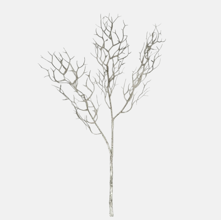 Hopeanvärinen metallinen koristeoksa 78 cm - Tekokukat