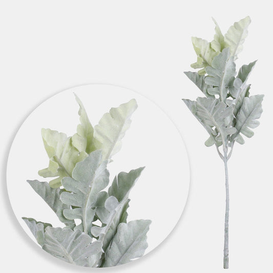 Hõbedane lehtoksa roheline 37 cm - Kunstlilled