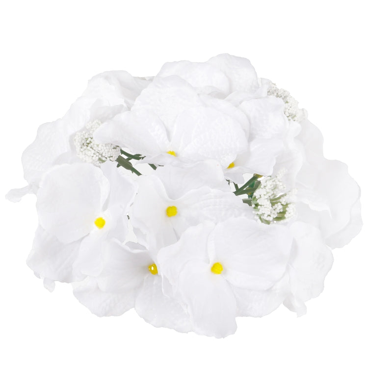 Valkoinen satiinihortensia tekokukan pää Ø19 cm - Tekokukat