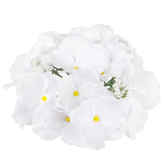 Valge satiinhortensia kunstlillepea Ø19 cm - Kunstlilled