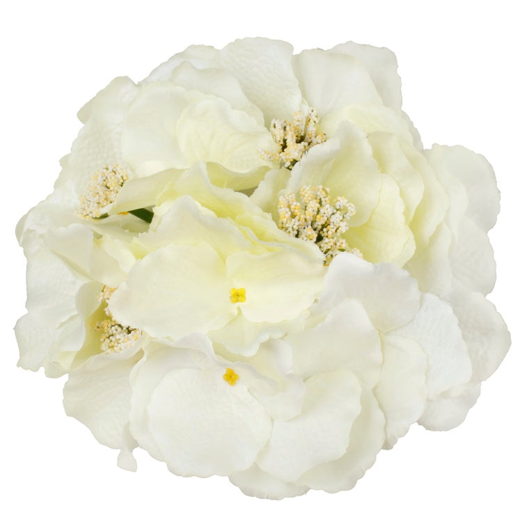 Kreemivärvi Hortensia satiin kunstlillepea Ø19 cm - Kunstlilled