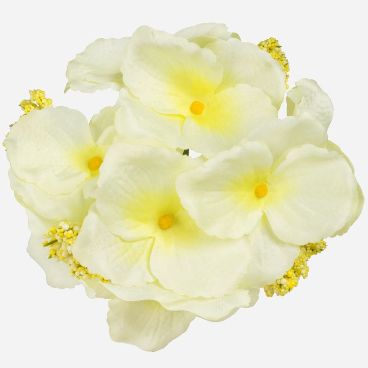 Helekollane satiin Hortensia kunstlillepea Ø14 cm - Kunstlilled