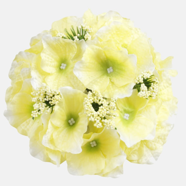 Keltainen hortensia tekokukkapää Ø16 cm - Tekokukat