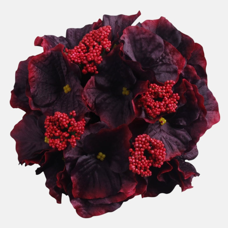 Viininpunainen hortensia tekokukkapää Ø16 cm - Tekokukat