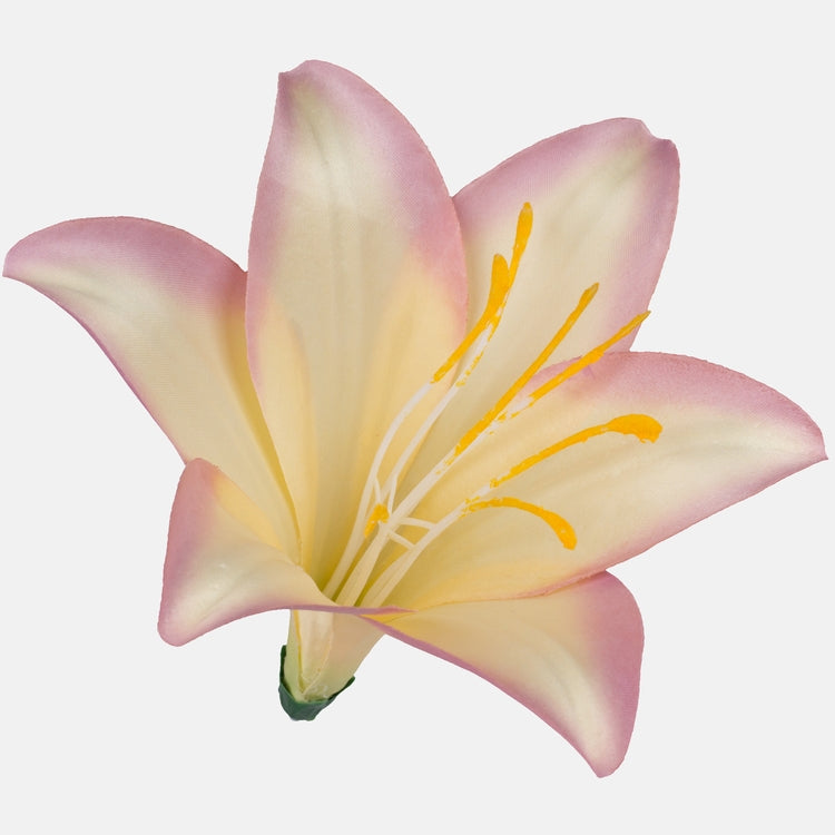 Satiini lilja tekokukan pää malva-kermanvärinen Ø16 cm - Tekokukat