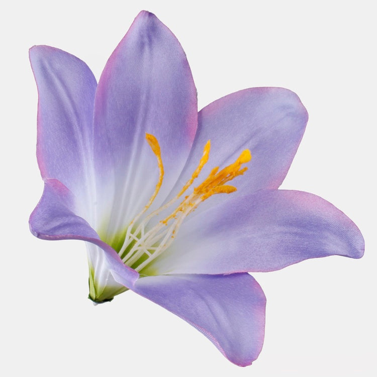Satiini lilja tekokukan pää liila-kermanvärinen Ø16 cm - Tekokukat