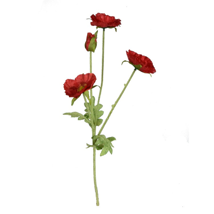 Punainen unikko tekokukkavarsi 58 cm - Tekokukat