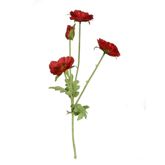 Punainen unikko tekokukkavarsi 58 cm - Tekokukat