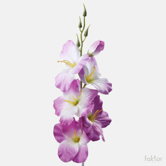 Violetne-valge satiingladiool kunstlill 55 cm - Kunstlilled