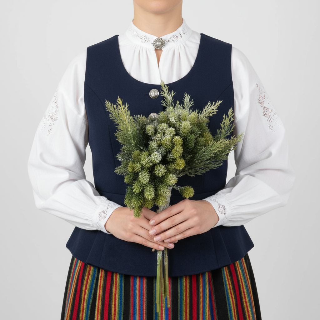 Luminen lehtikuusi ja kataja tekokimppu 29 cm - Tekokukat