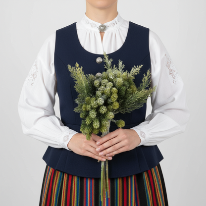 Luminen lehtikuusi ja kataja tekokimppu 29 cm - Tekokukat