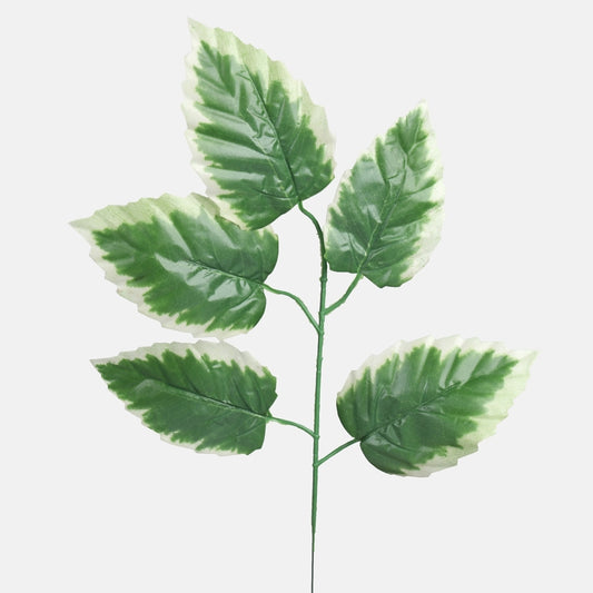 Leppä tekokasvin oksa vihreä-kermanvärinen 57 cm - Tekokukat