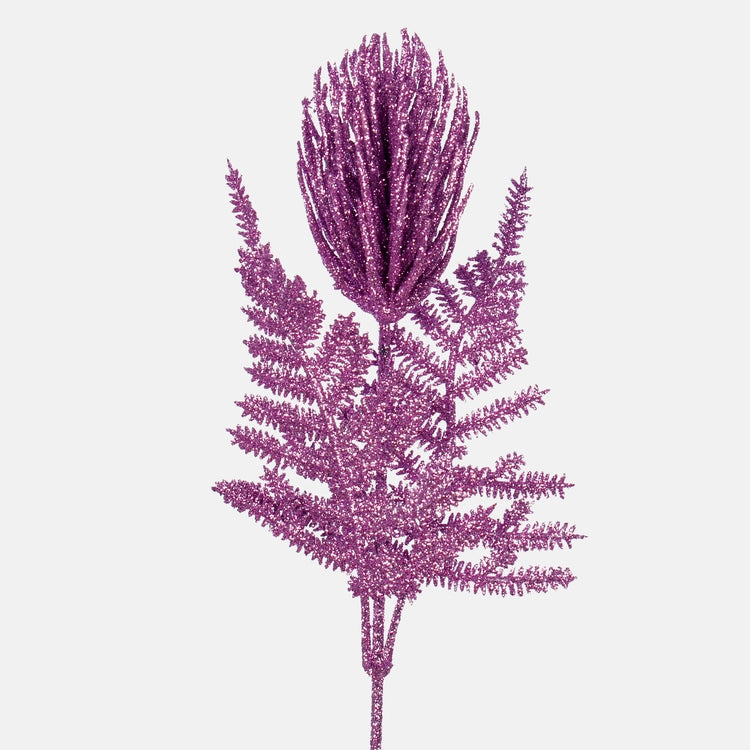 Laventelinvärinen takiainen joulukoristeoksa glitter 29 cm - Tekokukat