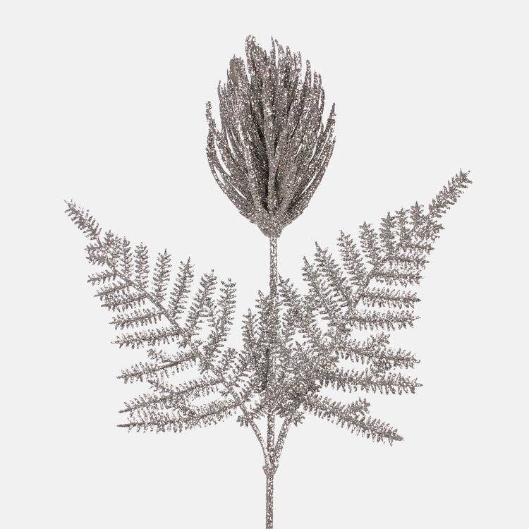 Aroharjakukkaoksa hopea glitter 29 cm - Tekokukat