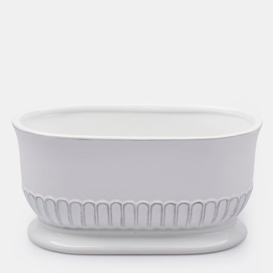 Ovaalne valge keraamiline lillepott 27,5 cm - Kunstlilled