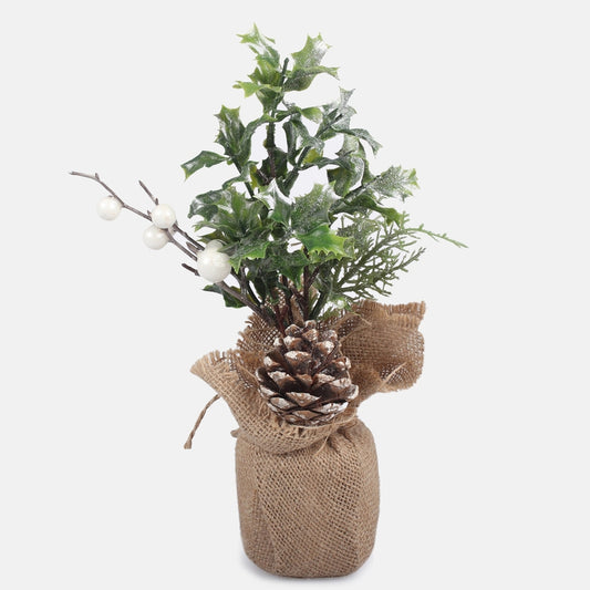 Joulusomiste tekoholly ja käpy vihreä 28 cm - Tekokukat