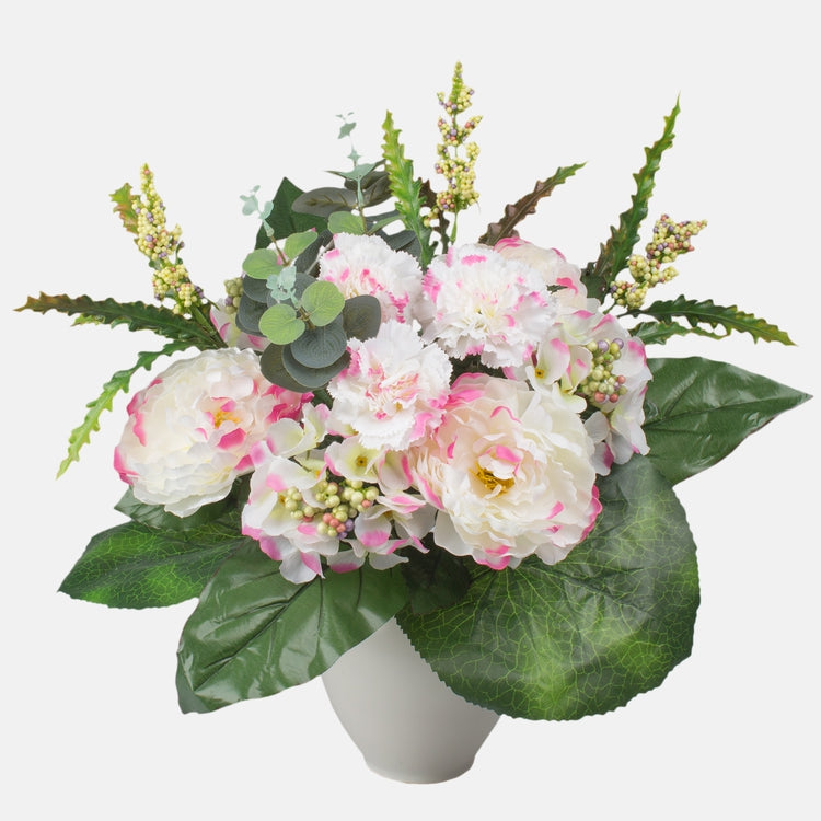Kreemjas pojengi-hortensia-nelgi kunstlillebukett 50 cm - Kunstlilled