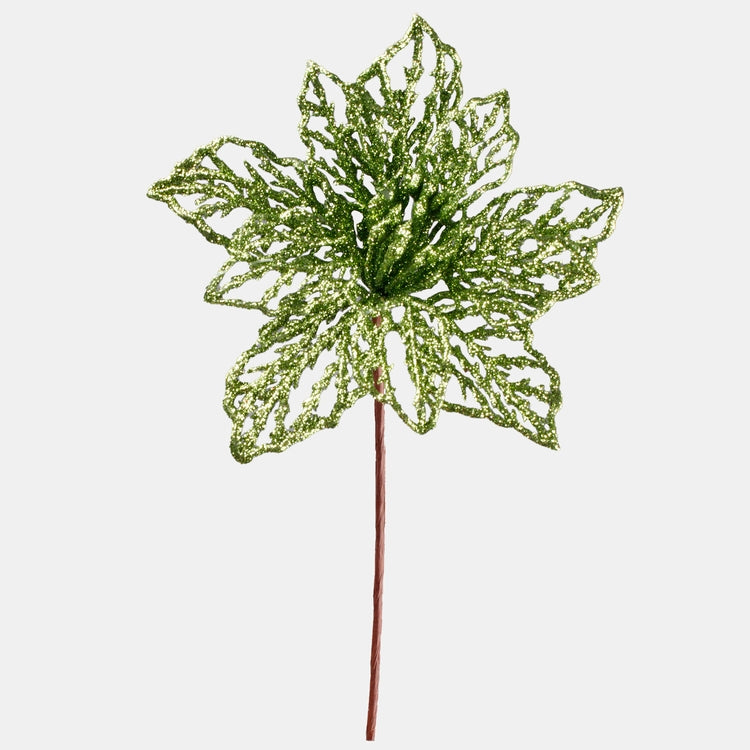 Vaaleanvihreä kimallejoulutähti tekokukka 20 cm - Tekokukat