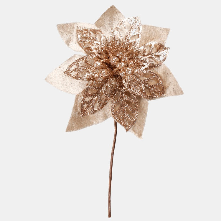 Šampanjavärviline jõulutäht kunstlillede sära 24 cm - Kunstlilled