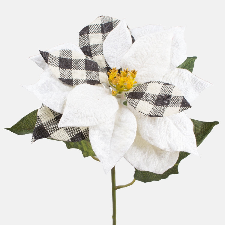 Kermanvärinen ruudullinen joulutähti tekokukka 77 cm - Tekokukat