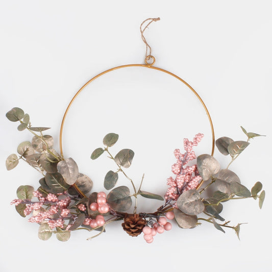 Roosa eukalüptimarjast pärg Ø25 cm - Kunstlilled
