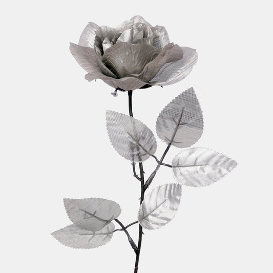 Hõbedase värvi läikiv kunstroos 52 cm - Kunstlilled