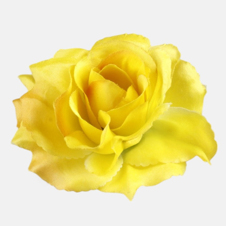 Keltainen ruusu tekokukkapää 11 cm - Tekokukat
