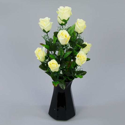 Helekollase roosi kunstlillekimp 51 cm - Kunstlilled