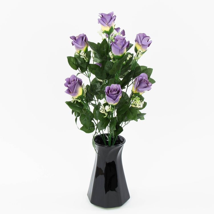 Vaaleankeltainen–liila tekoruusukimppu 51 cm - Tekokukat