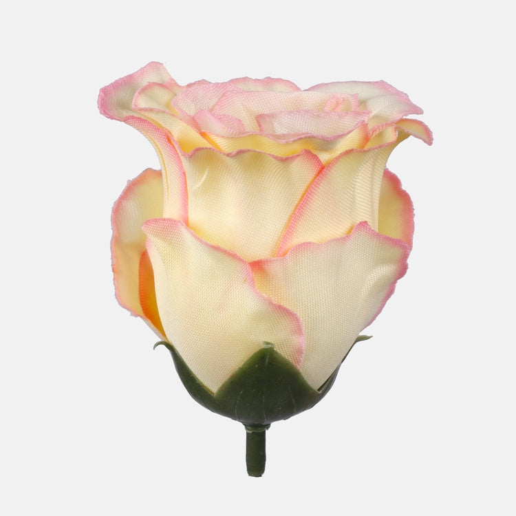 Vaaleankeltainen ruusunnuppu tekokukkapää 5.5 cm - Tekokukat