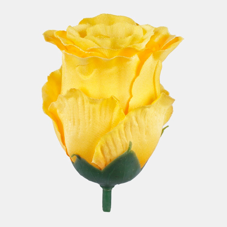 Keltainen ruusun nuppu tekokukkapää 5.5 cm - Tekokukat