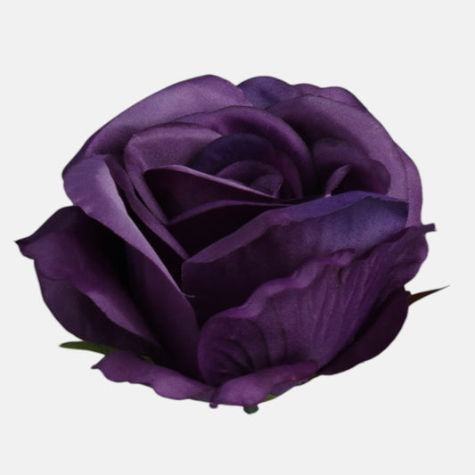 Tummanliila ruusun kukkapää Ø8 cm - Tekokukat
