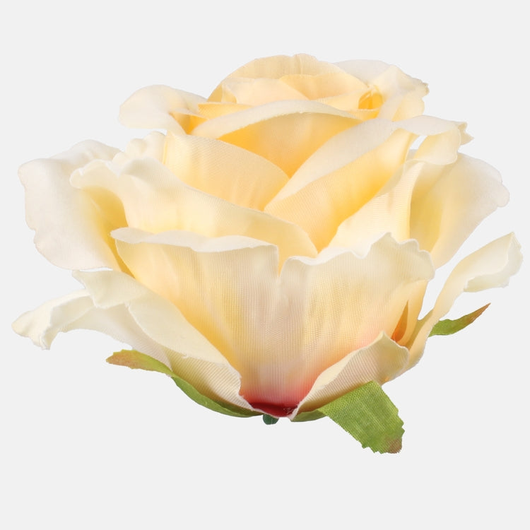 Vaaleankeltainen ruusun tekokukkapää Ø12 cm - Tekokukat