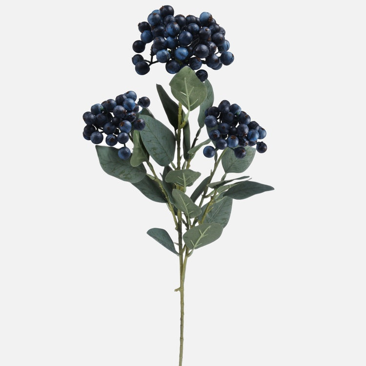 Sininen mustikka tekokasvispray 65 cm - Tekokukat