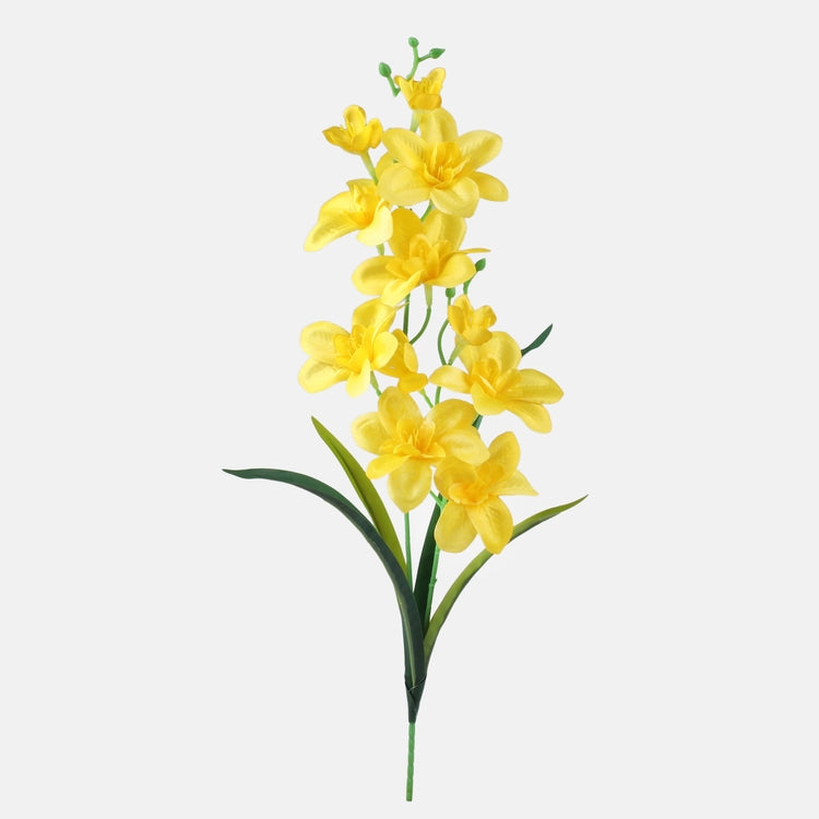 Keltainen satiini orkidea tekokukka 50 cm - Tekokukat