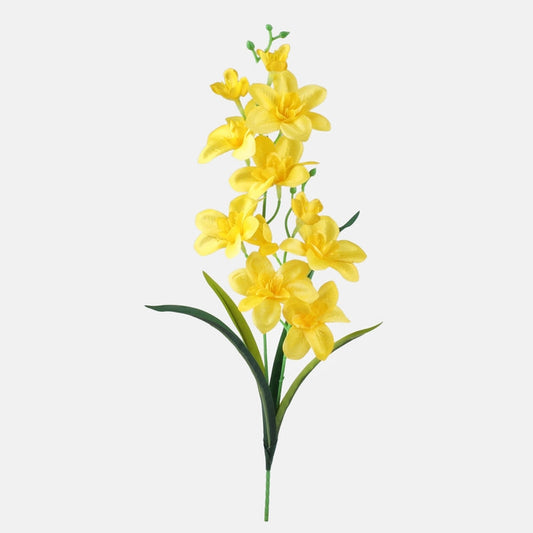 Keltainen satiini orkidea tekokukka 50 cm - Tekokukat