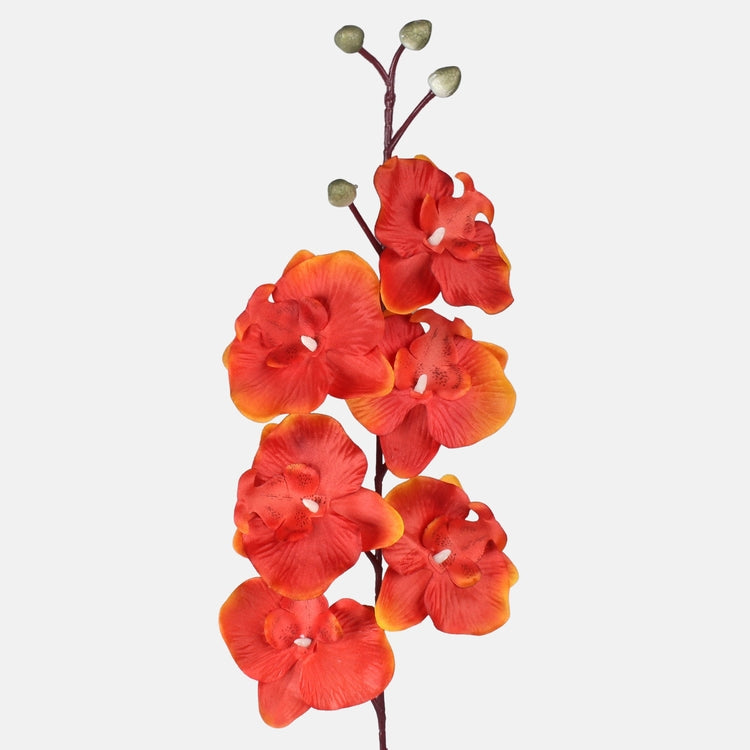 Tumeoranž satiinist orhidee kunstlill 80 cm - Kunstlilled