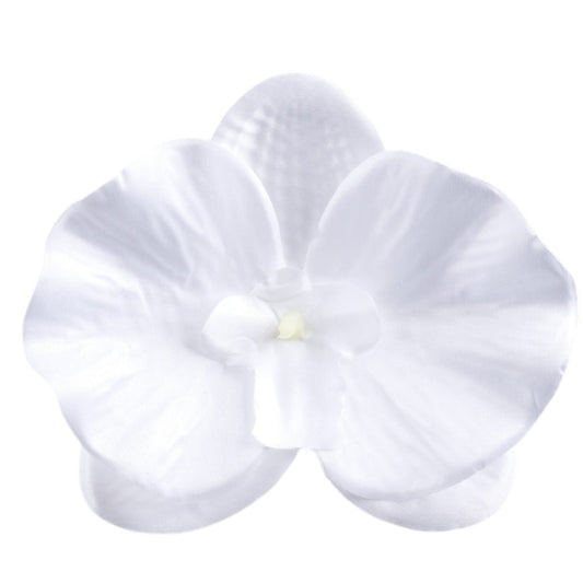 Valge satiinist orhidee lillepea Ø12 cm - Kunstlilled