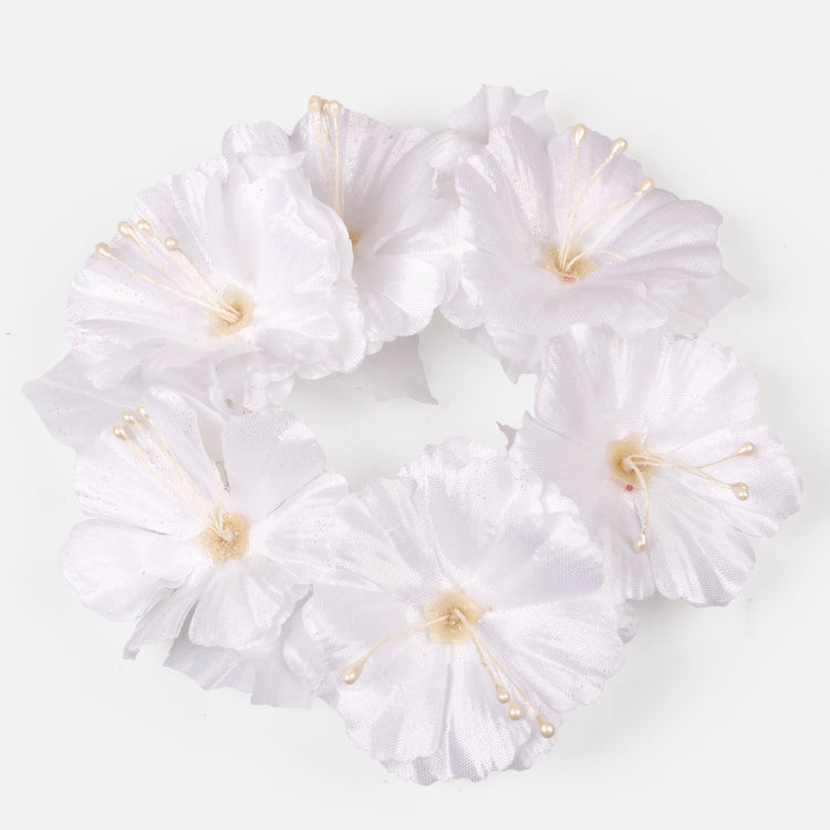 Valkoinen malva kynttiläkranssi Ø14 cm - Tekokukat