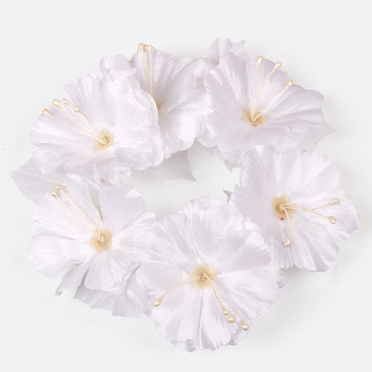 Valkoinen malva kynttiläkranssi Ø14 cm - Tekokukat