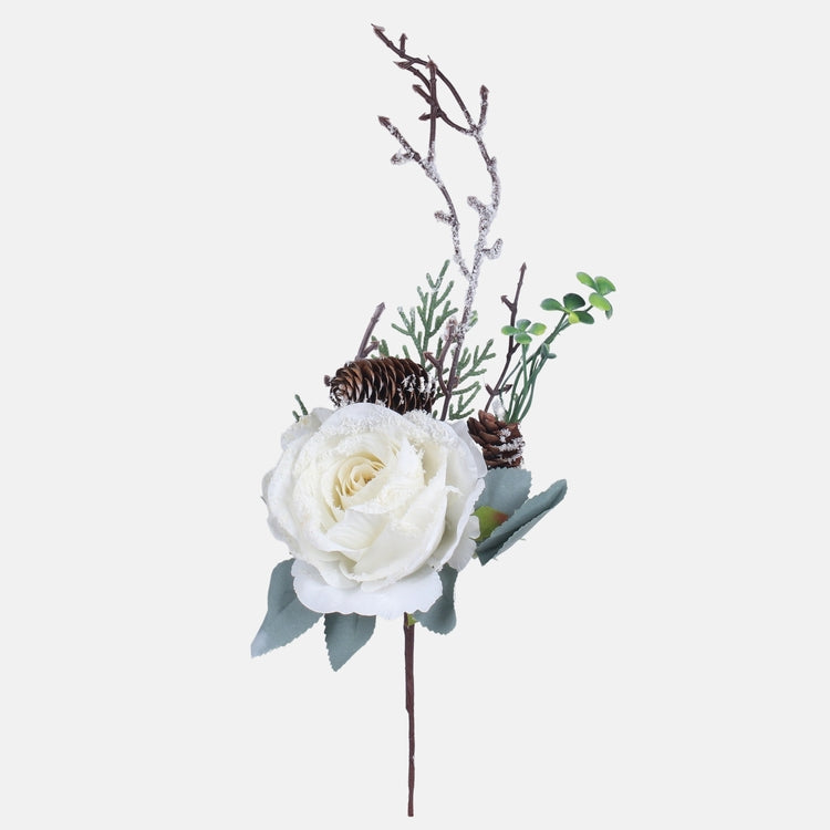 Kreemjas roos jõuluks kunstlill 45 cm - Kunstlilled