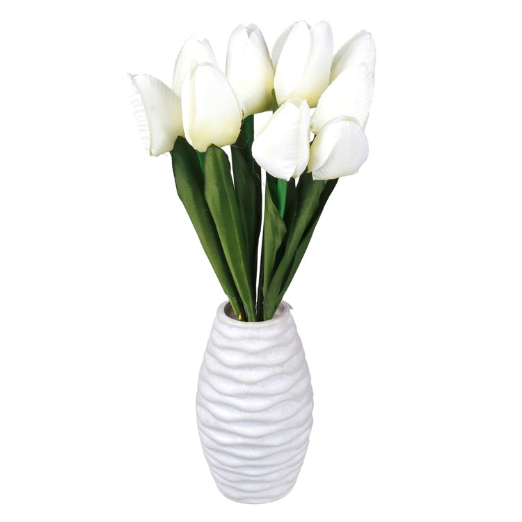 Kermanvärinen tekotulppaanikimppu 38 cm - Tekokukat