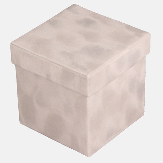 Valkoinen veleeripintainen koristelaatikko 12 cm - Tekokukat