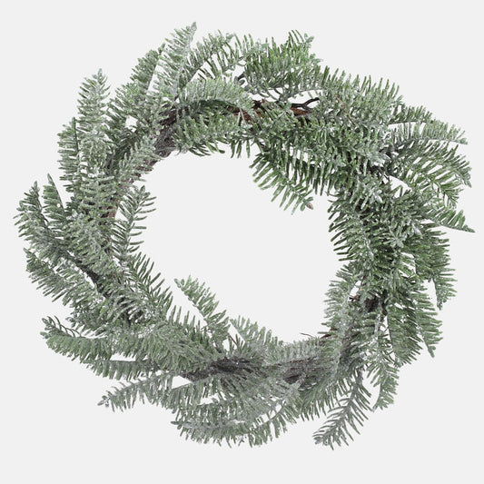 Huurteinen kuusikranssi glitterillä Ø35 cm - Tekokukat