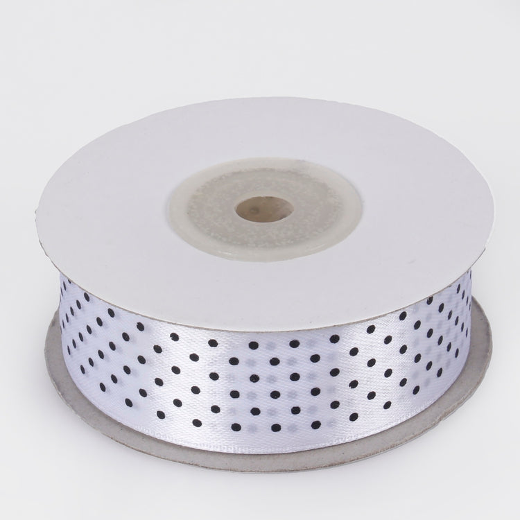 Täpiline satiinlint valge-must 2,5 cm 2286 cm - Kunstlilled